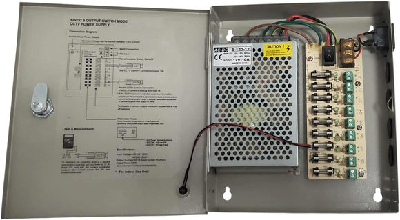 9 Channel/Port DC 12V 10A Security Camera Power Suppy