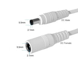 Security Power Extension Cable DC 2.1mm x 5.5mm 10 FT - White