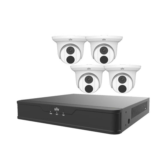 UNV 4CH PoE NVR with 1TB HDD and 4x4MP IR Turret Cameras Kit