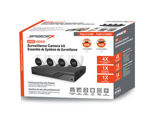 All-In-One 4 Channel 5MP Kit, XVR with Security 1TB HDD installed , 4pcs 5MP Turret Cameras