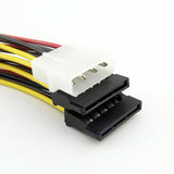 1x IDE 4 Pin Male Molex to 2x SATA Female ATA Y Splitter HDD Power Adapter Cable - NuvoTECH