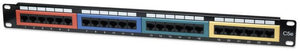 24 Port 1U Patch Panel - CAT5e  Color Jacks