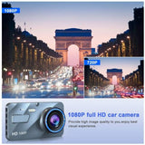 Dual Lens Dash Cam Front and Rear 1080P Night Vision Waterproof Backup Camera;4" IPS LCD; Vehicle DVR Recorder