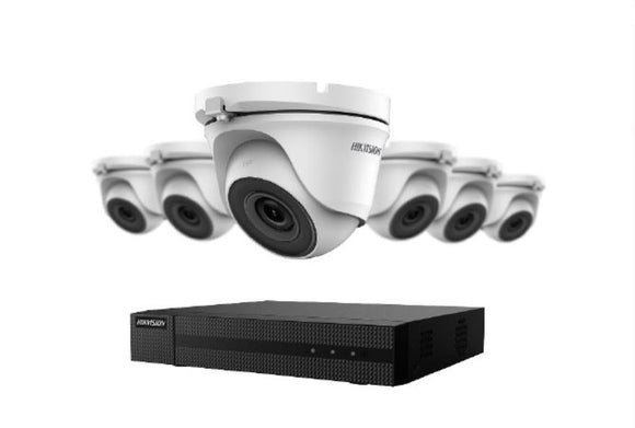 Hikvision EKT-K82T26 8-Channel 2MP DVR (Up to 12-ch 6 MP IP Cameras Input) with 2TB HDD & 6 2MP Night Vision Turret Cameras Kit