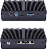 QOTOM N4000G4 Barebone Mini PC - Core 2.5 GHz N4000, AES-NI, 4 Intel LAN, 15Watts, Industrial Mini PC Firewall Gateway Router (Q330G4 Barebone)