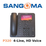 Sangoma P320 4-Line Phone HD Voice Gigabit 1 USB 4.3" Color Display 1TELP320LF