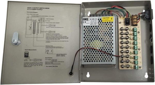 9 Channel/Port DC 12V 10A CCTV Power Supply