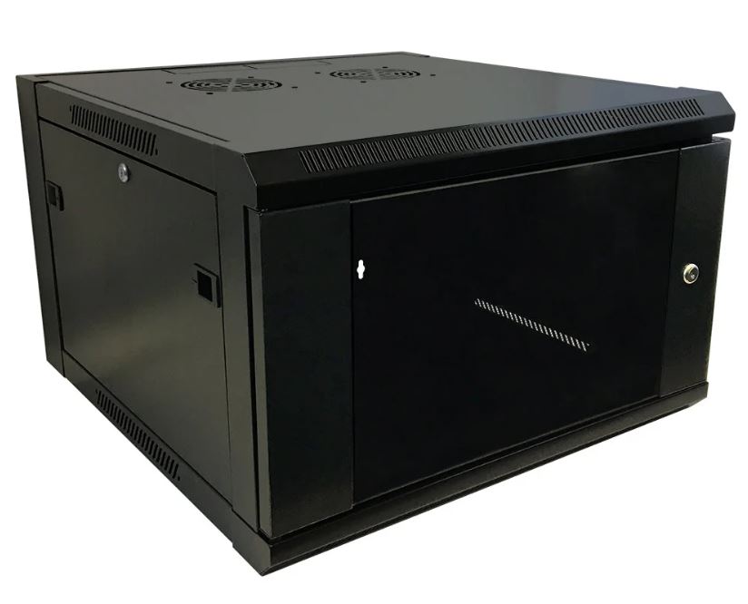 Wall Mount Cabinet 6U x 19.5 inch Usable Depth Glass Door