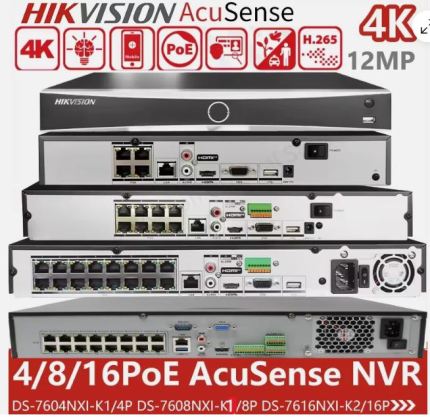 HIKVISION 4 8 16 32 CHANNEL POE NVR 4K 12MP IP NETWORK VIDEO RECORDER NXI Series